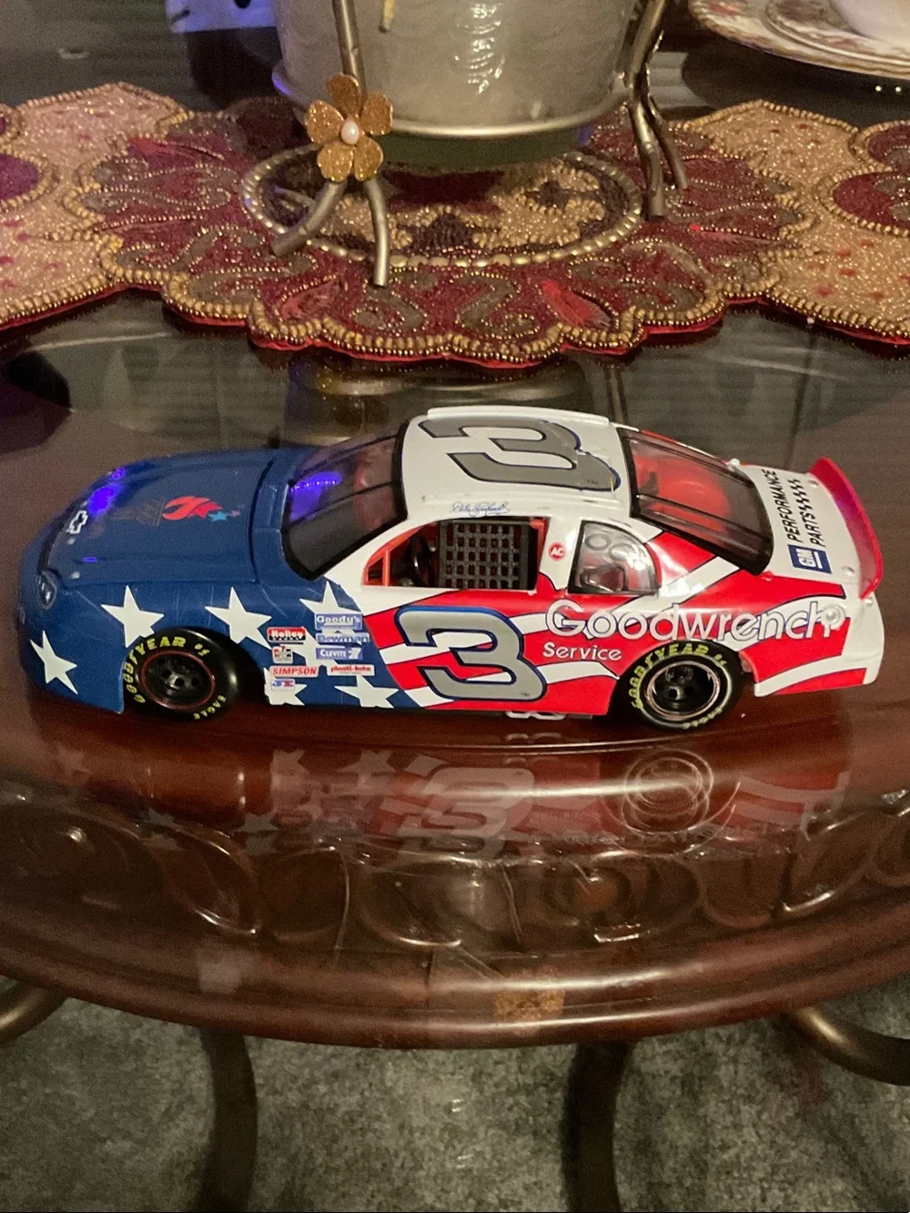 No.3 Patriotic Race Car Toy - Blue, Red & White
